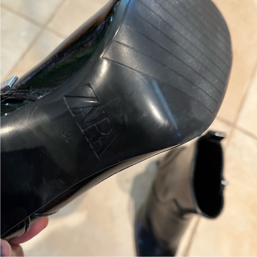 NWOT - Never worn Zara Glossy Black Heeled Boots - Picture 6 of 6